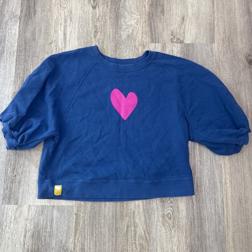 Women’s Navy Sweatshirt with Pink Heart Accent